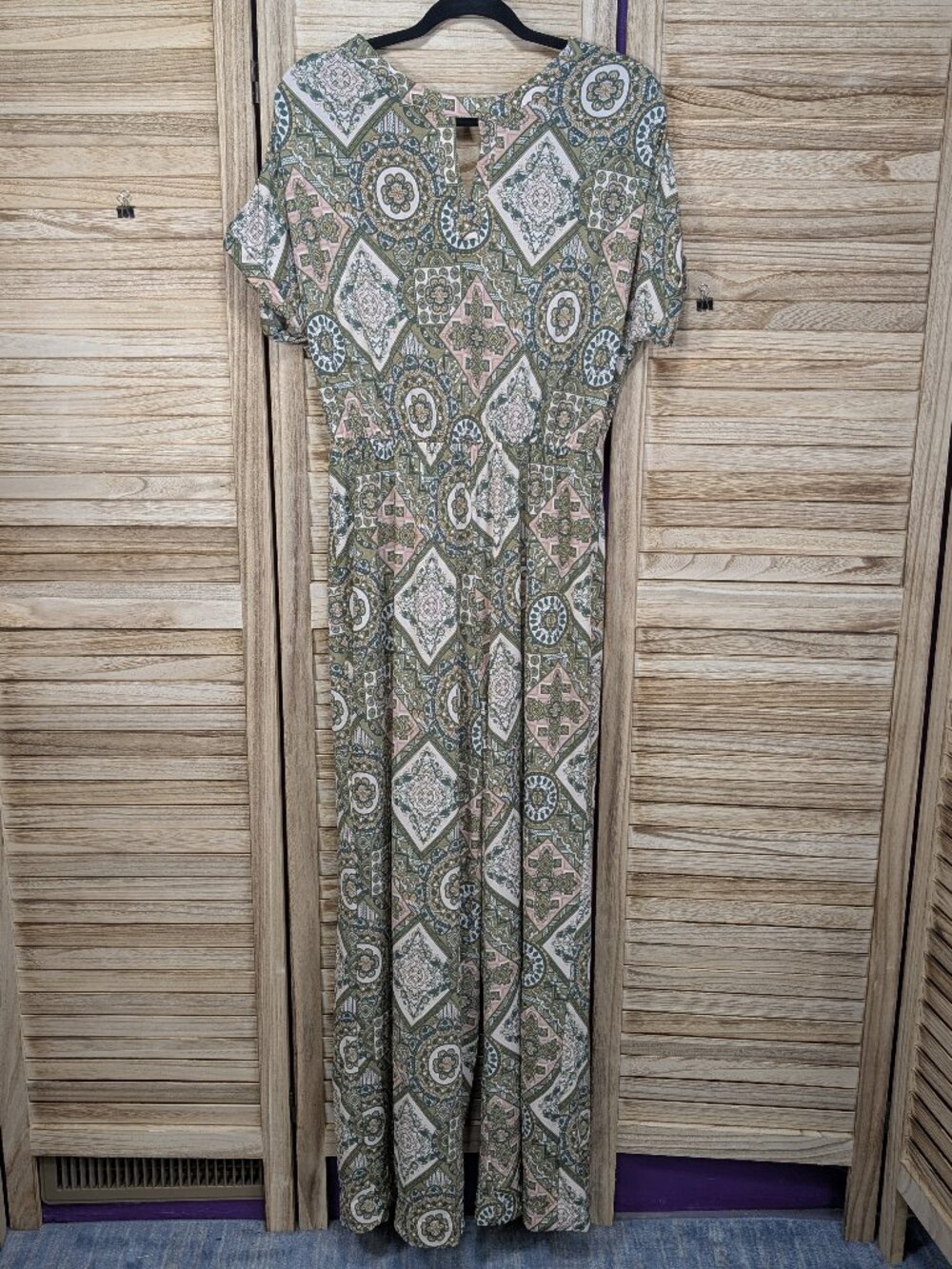 CURE. Green and Pink Geometric Print Jumpsuit Size Medium